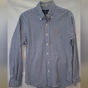 Ralph Lauren Blue Plaid Long Sleeve Button Down Slim Fit Stretch Oxford Size M